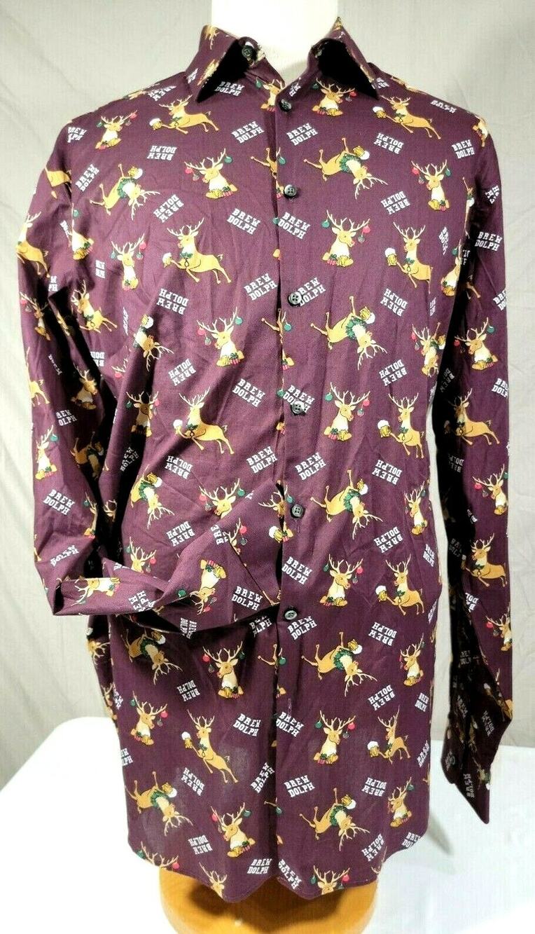 North Pole Trading Co. Shirt Men's 2XL Brew Dolph Long Sleeve Christmas New